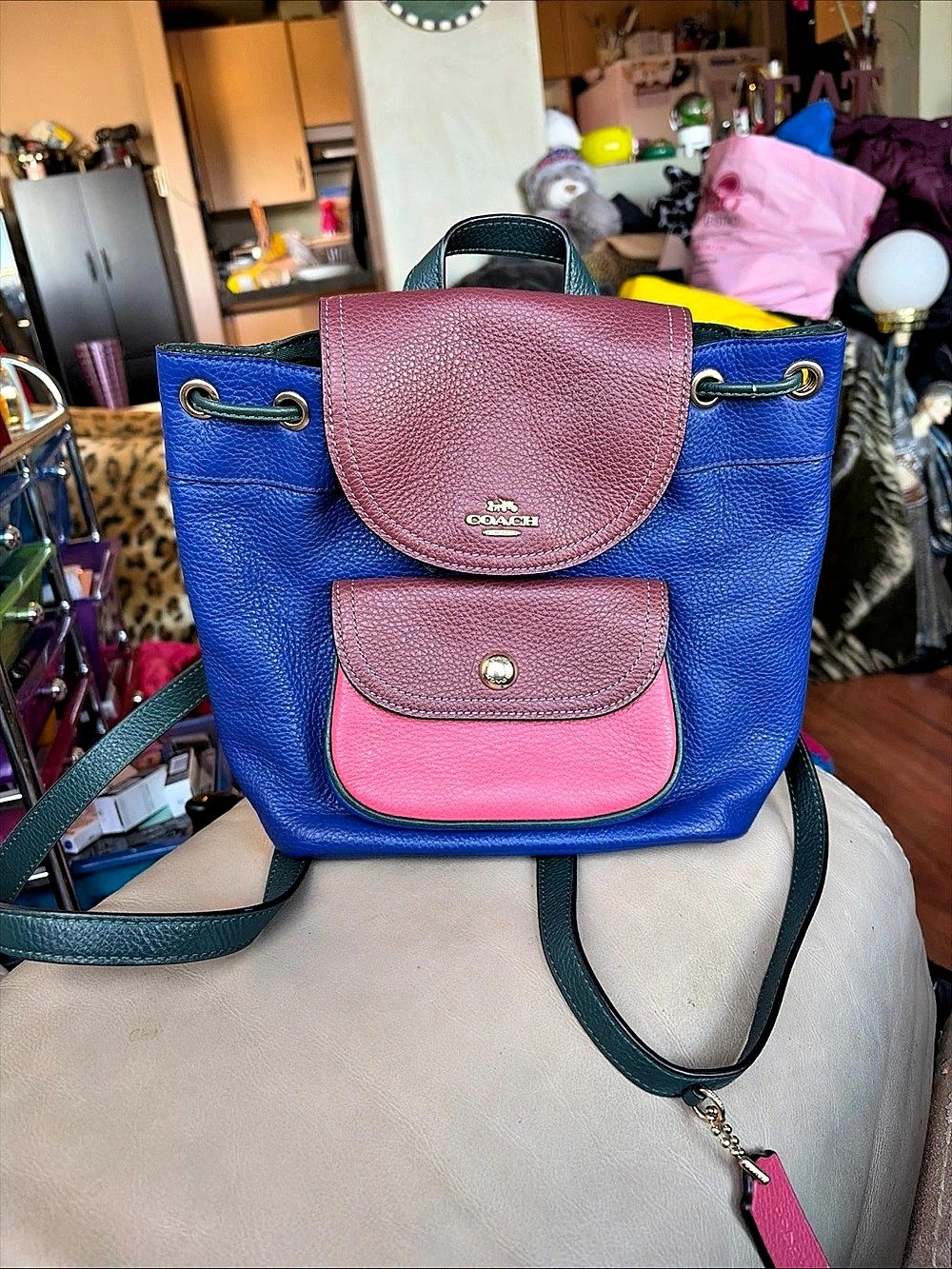 Coach Pennie Backpack 22 In Colorblock Blue & Pink.  New With Tags!